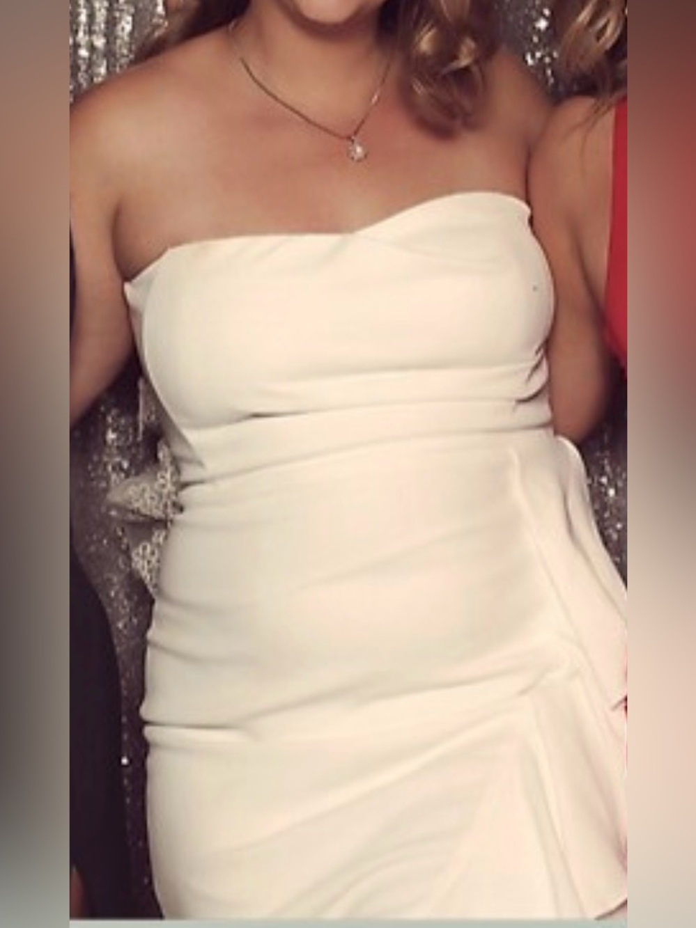 Strapless White Ruffle Dress - Picture 4 of 4